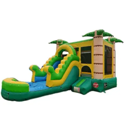 Tobogan Gonflabil Cu Piscină și Spațiu Joacă Casuta Palmier