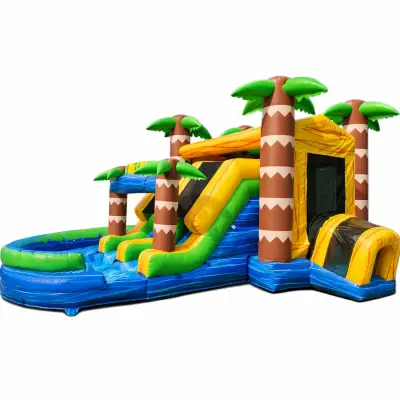 Tobogan Gonflabil Cu Piscină Insula Palmierilor